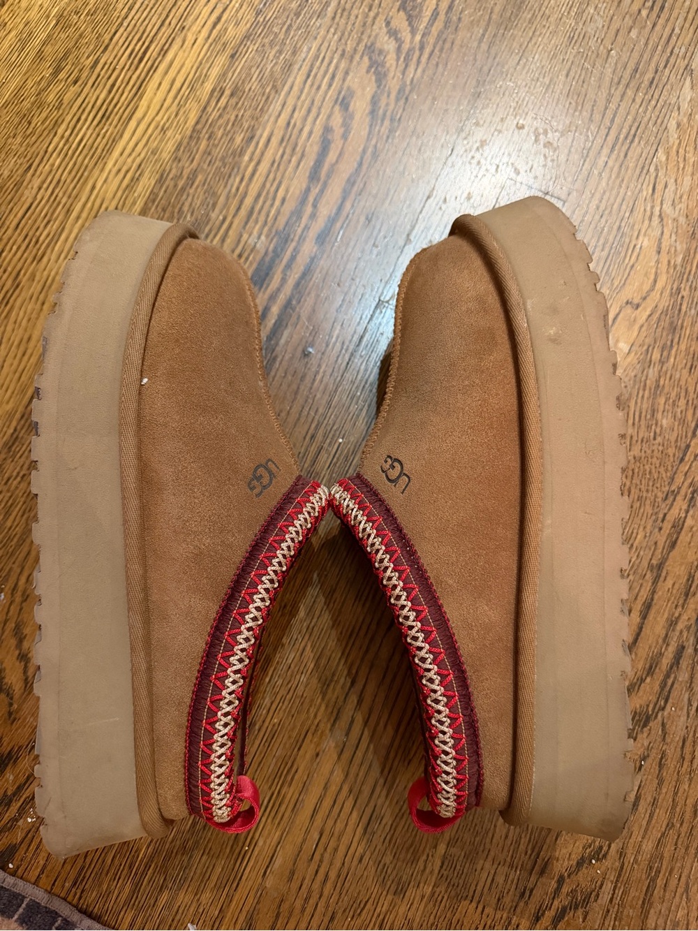 UGG Chestnut Tasman II Suede Slip-Ons with Red Accent Trim, 9 - Picture 10 of 13